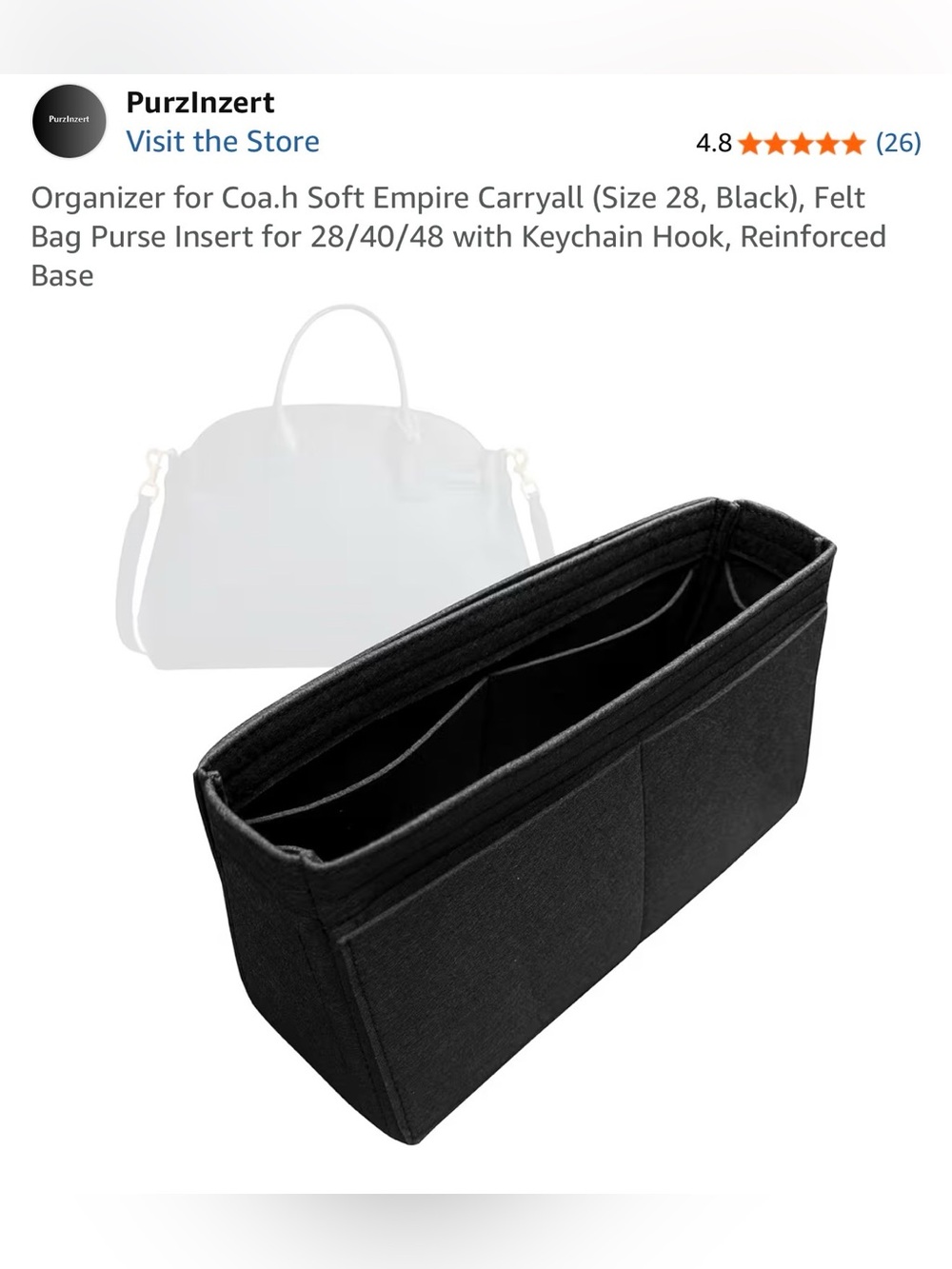 purzinzert coach empire 28 purse organizer insert